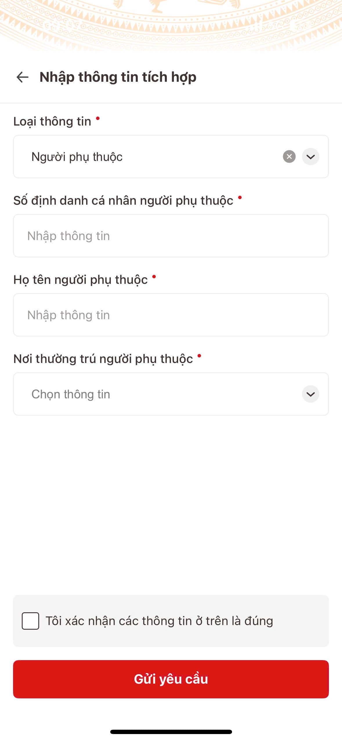 đăng ký người phụ thuộc trên VNeID